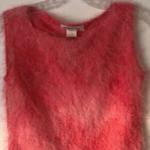 Vintage Salmon Pink Fuzzy Sleeveless Sweater